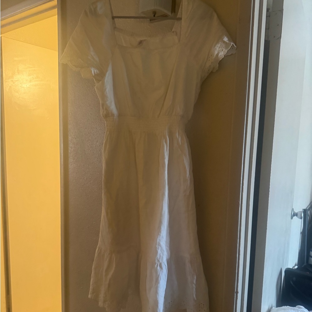 The Children's Place White Dress with Lace Trim is small fit like medium tho
